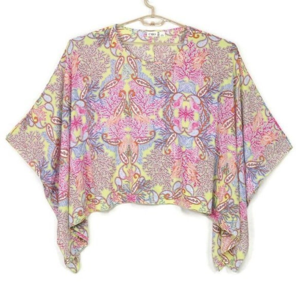 Cato Dolman Tunic Blouse Top Shirt Poncho Yellow Pink Blue M Medium